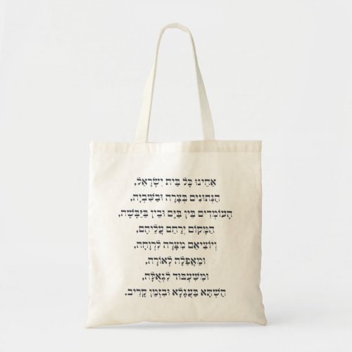 Hebrew Acheinu Kol Beit Israel Prayer for Captives Tote Bag
