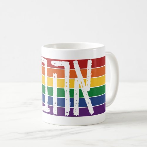 Hebrew AHAVAH  LOVE On a Rainbow _ LGBTQ Jews Coffee Mug