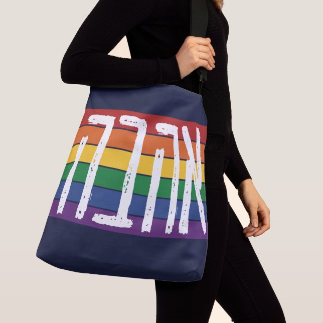 Hebrew "AHAVAH" = "LOVE" On a Rainbow - LGBTQ Jews Crossbody Bag (Close Up)