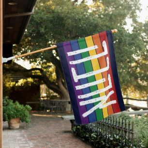 Hebrew "AHAVAH" = "LOVE" On a Rainbow - LGBTQ Jews House Flag