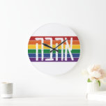 Hebrew "AHAVAH" = "LOVE" On a Rainbow - LGBTQ Jews Large Clock<br><div class="desc">Rainbow background and the Hebrew word for “love” – “ahavah.”</div>
