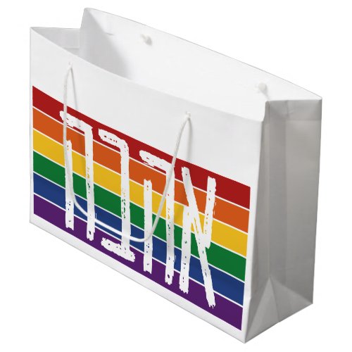 Hebrew AHAVAH  LOVE On a Rainbow _ LGBTQ Jews Large Gift Bag