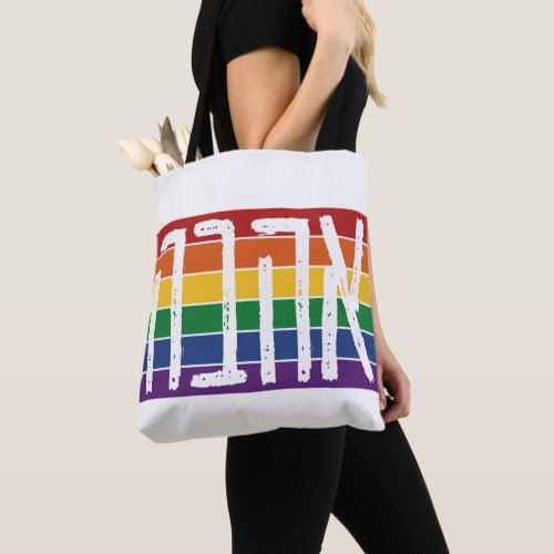 Hebrew AHAVAH  LOVE On a Rainbow _ LGBTQ Jews Tote Bag