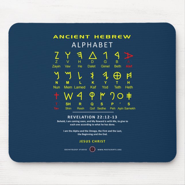 Hebrew Alefbet Mouse Pad (Front)