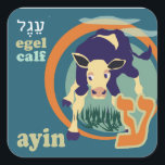 Hebrew Aleph-Bet Animal Stickers-Ayin Square Sticker<br><div class="desc">Hebrew Aleph Bet Sticker-Learning Hebrew can be fun with animal stickers. One animal for each letter of the Aleph-Bet.</div>