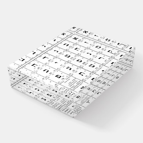 Hebrew Alphabet Letters Chart Paperweight