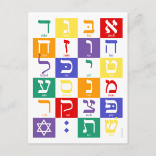 Hebrew Alphabet Rainbow Postcard