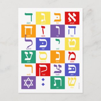 Hebrew Alphabet Rainbow Postcard by SY_Judaica at Zazzle