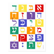 Hebrew Alphabet Rainbow Postcard
