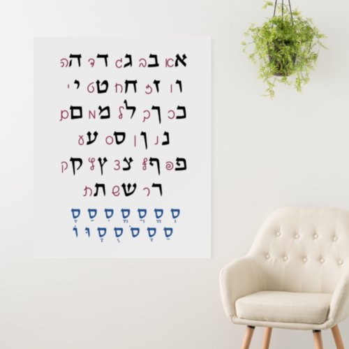 Hebrew Alphabet with Nikkud Jewish Education Color Foam Board