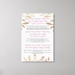 Hebrew and English blessings for Hanukkah Canvas Print