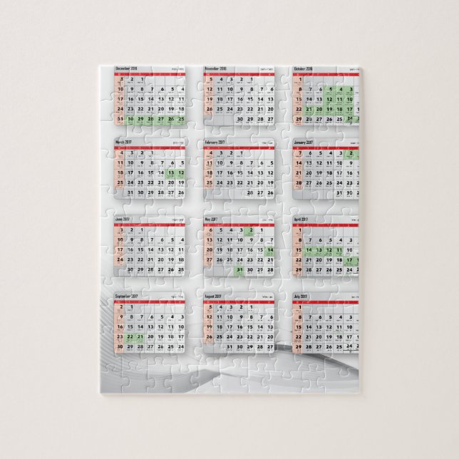 Hebrew English Calendar 2016-2017 Jigsaw Puzzle (Vertical)