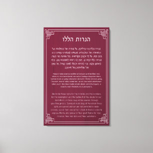 Hebrew & English Hanerot Halalu Hanukkah Prayer Canvas Print