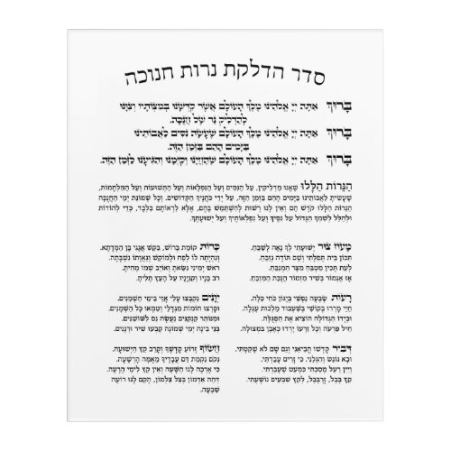 Hebrew Hadlakat Nerot Chanukah _ Blessings Menorah Acrylic Print
