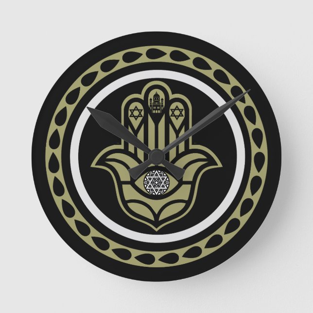 Hebrew House Blessing Round Clock (Front)