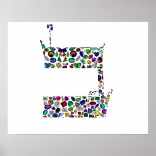 Hebrew Letter BET made with Gemstones Poster