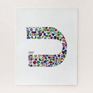 Hebrew Letter 'CHAF' made with Gems in All Colors Jigsaw Puzzle