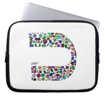 Hebrew Letter 'CHAF' made with Gems in All Colors