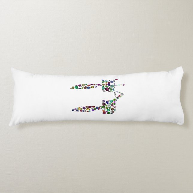 Hebrew Letter 'CHET' made with Diamonds and Gems Body Pillow (Front)
