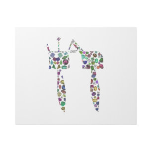 Hebrew Letter 'CHET' made with Diamonds and Gems Gallery Wrap