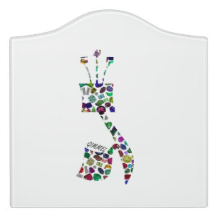 Hebrew Letter GIMMEL made with Gemstones Door Sign