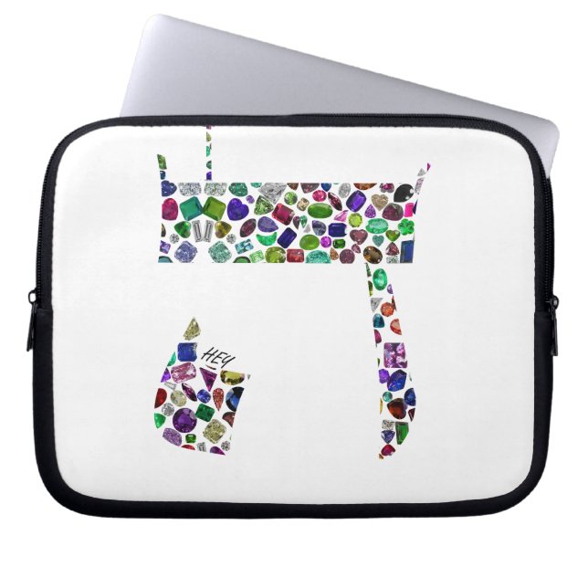 Hebrew Letter HEY made with Gemstones Laptop Sleeve (Front)