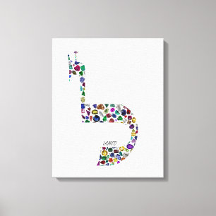Hebrew Letter 'LAMED' made with Precious Stones Canvas Print