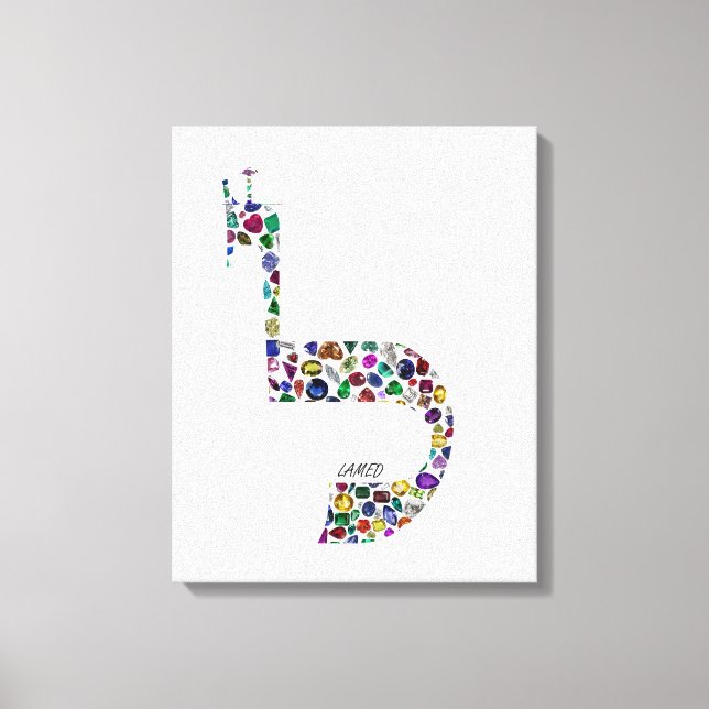 Hebrew Letter 'LAMED' made with Precious Stones Canvas Print (Front)