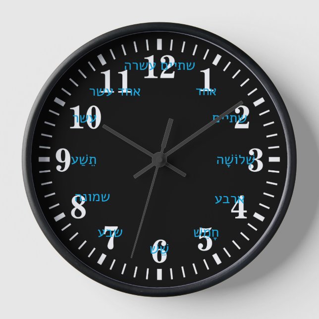 Hebrew Letter Numbers Round Clock Watch (Front)