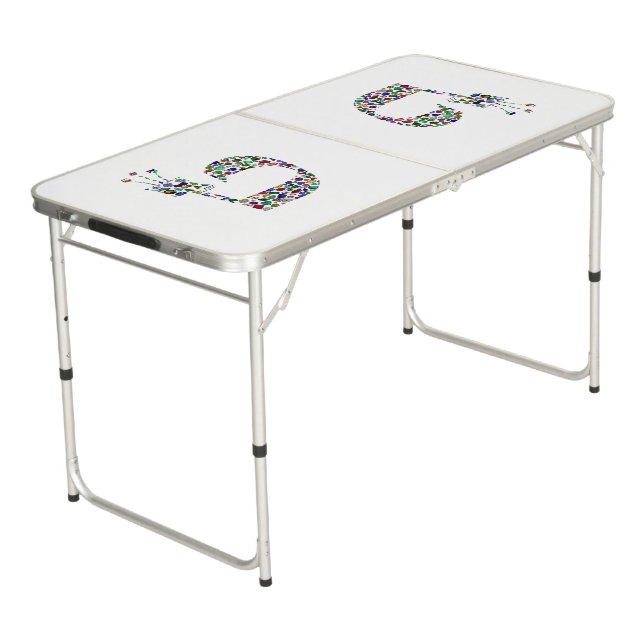 Hebrew Letter 'TET' Beer Pong Table (Angled)