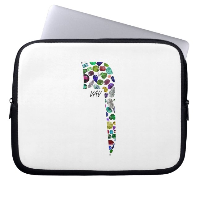 Hebrew Letter VAV made with Gemstones Laptop Sleeve (Front)
