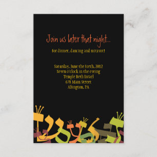 HEBREW LETTERS TREE Bar Mitzvah Party Card