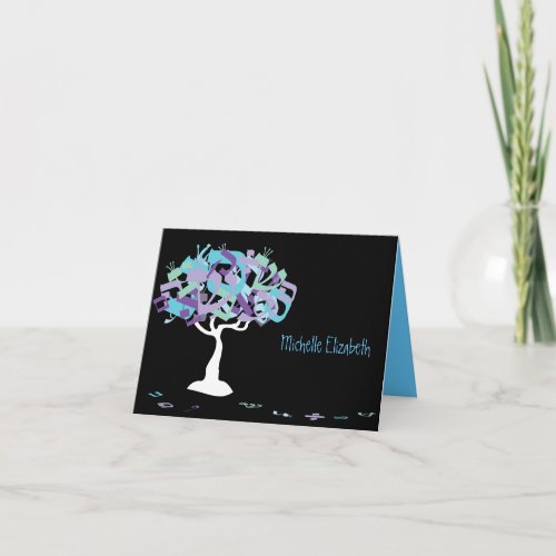 HEBREW LETTERS TREE Bar Mitzvah Thank You Card