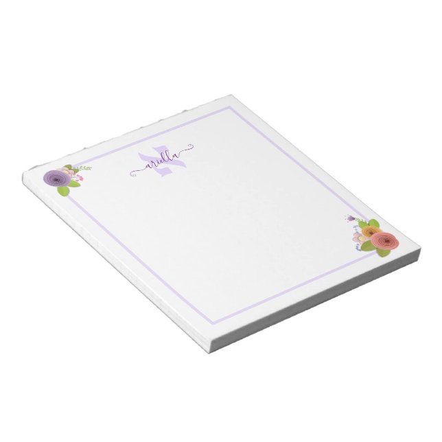  Hebrew Monogram ALEF Personalized Floral Post-it  Notepad (Angled)