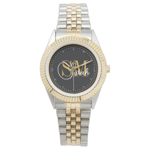 Hebrew Monogrammed Name  Elegant Signature Watch