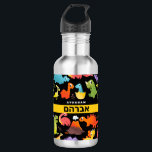 Hebrew Personalized Dinosaur Stainless Steel Water Bottle<br><div class="desc">This cute colorful Water Bottle is fun and cool. Brightly colored, friendly dinosaurs are always a favorite for back to school and your child's HEBREW & English names front & center will make their first day back in school super special! To type in HEBREW - set your computer's keyboard input...</div>