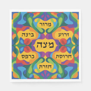 Hebrew Pesach Seder Plate for Passover Dinner Napkins