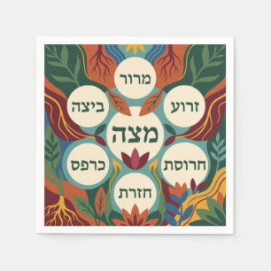 Hebrew Pesach Seder Plate for Passover Dinner Napkins