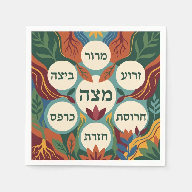 Hebrew Pesach Seder Plate for Passover Dinner  Napkins (Front)