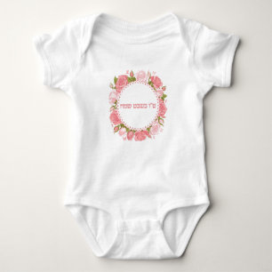 Hebrew Pink Flowers Tu Bishvat Sameach Baby Bodysuit