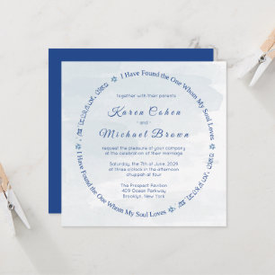 Hebrew Poem of Love Star of David Jewish Wedding I Invitation