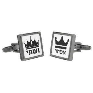 Hebrew Queens Esther & Vashti Purim Art Cufflinks