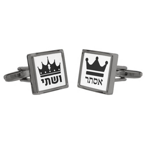 Hebrew Queens Esther  Vashti Purim Art Cufflinks