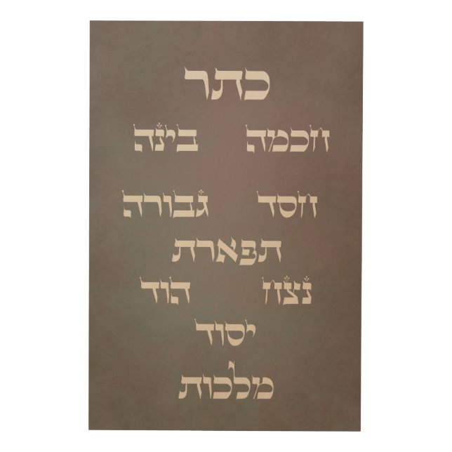 Hebrew Sefirot - Tree of Life - Dark Background Wood Wall Art (Front)