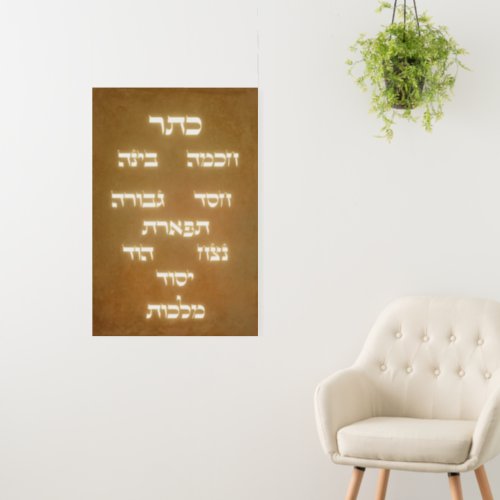 Hebrew Sefirot Tree of Life Golden Glowing Letters Foam Board