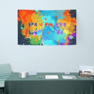 Hebrew "Shalom" with Paint Splashes Background  Banner