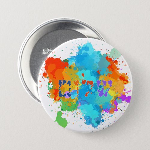 Hebrew Shalom with Paint Splashes Background Button