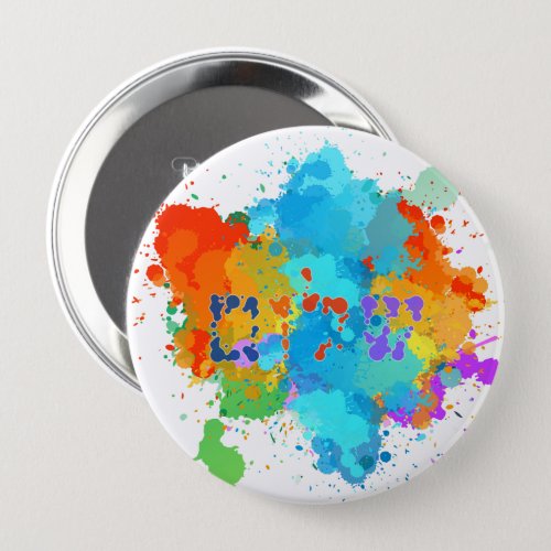 Hebrew Shalom with Paint Splashes Background   Button