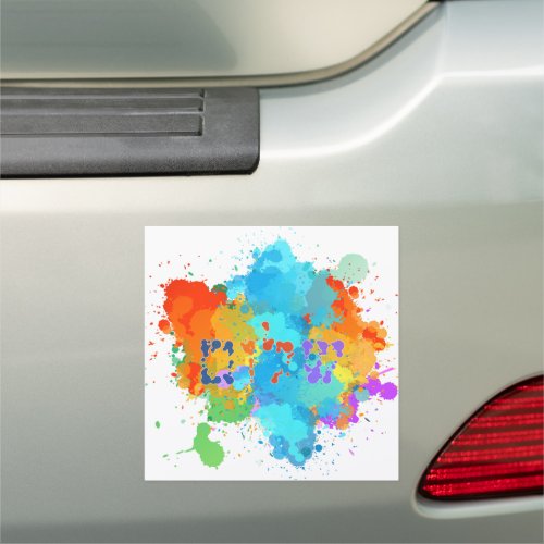 Hebrew Shalom with Paint Splashes Background Car Magnet