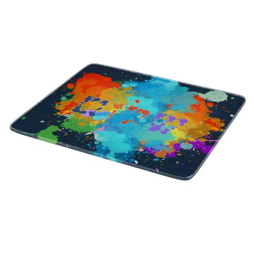 Hebrew Shalom with Paint Splashes Background Cutting Board